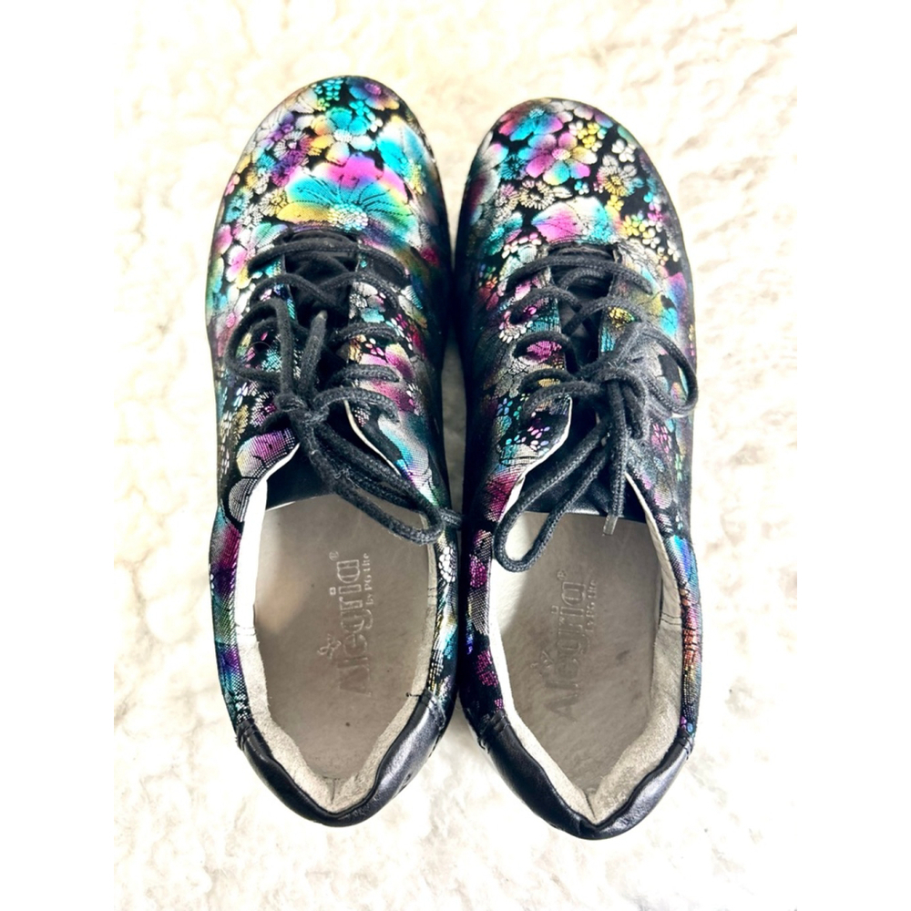 Alegria Essence Metallic Floral Leather Shoes Women Size 41/10.5 - Picture 2 of 8